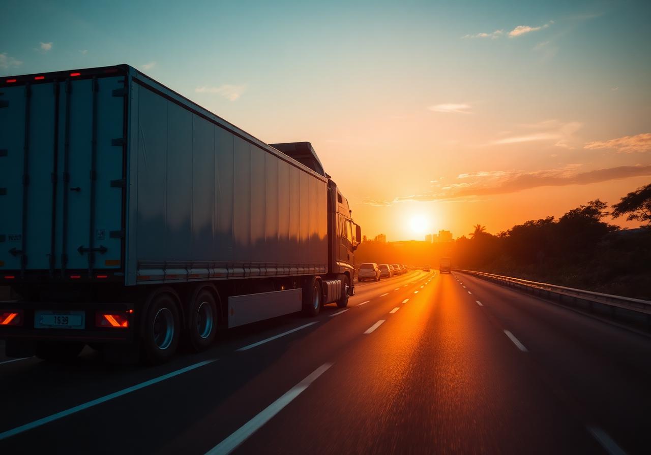Carreta da NTN Transportes em rodovia